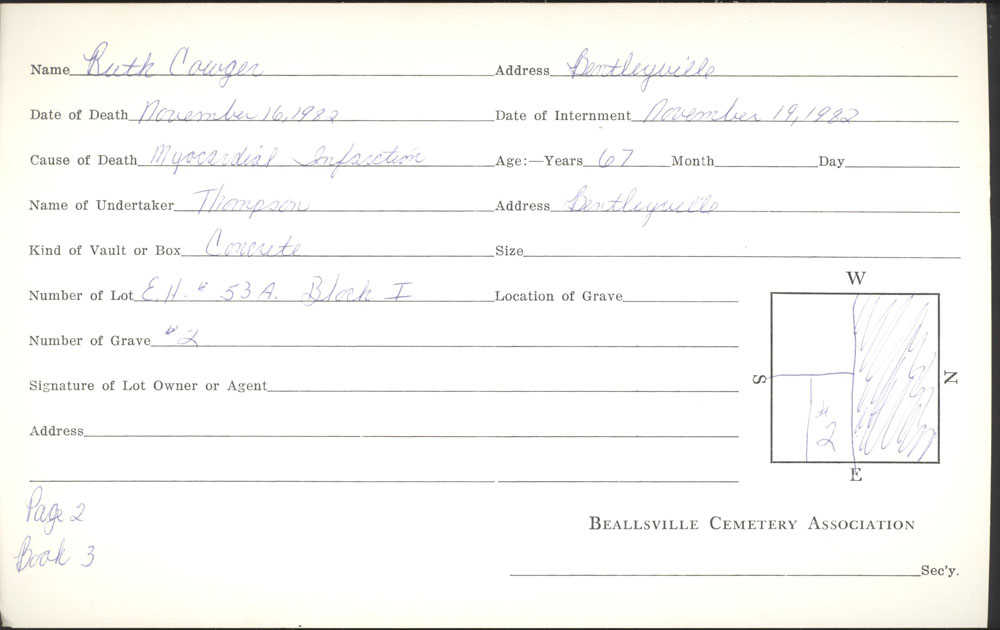 burial card